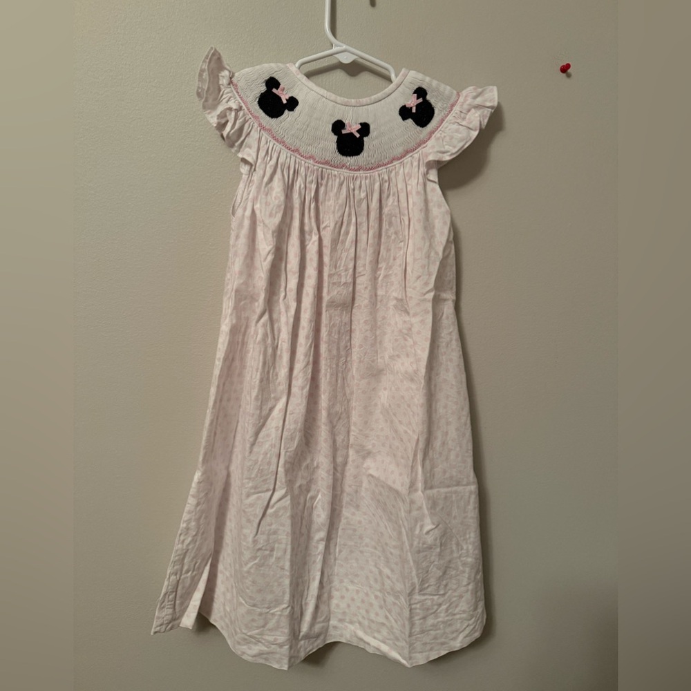 Cecil and Lou Smocked Mickey Mouse Pink Polka Dot Dress